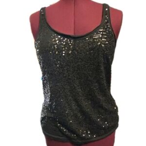 J.Crew Black Sequin Tank Top | Soft Knit Sleeveless Tee | Size M